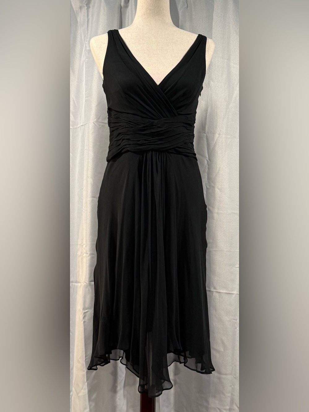 London Times Black Ruched Waist Dress